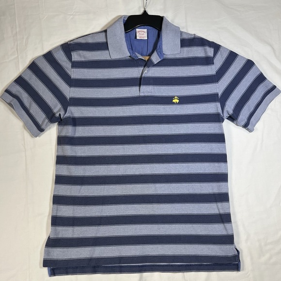 Brooks Brothers 1818 Performance Polo Shirt Men's LARGE L Blue Striped Cotton - Picture 1 of 6
